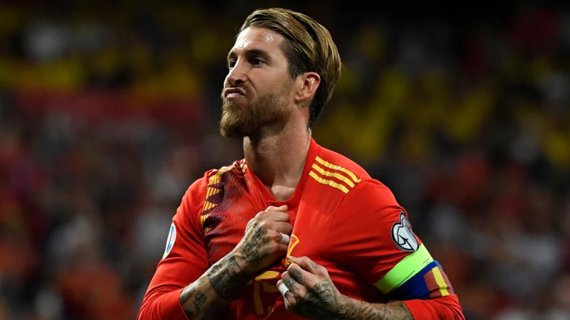 Sergio Ramos trong màu áo đội tuyển quốc gia Tây Ban Nha